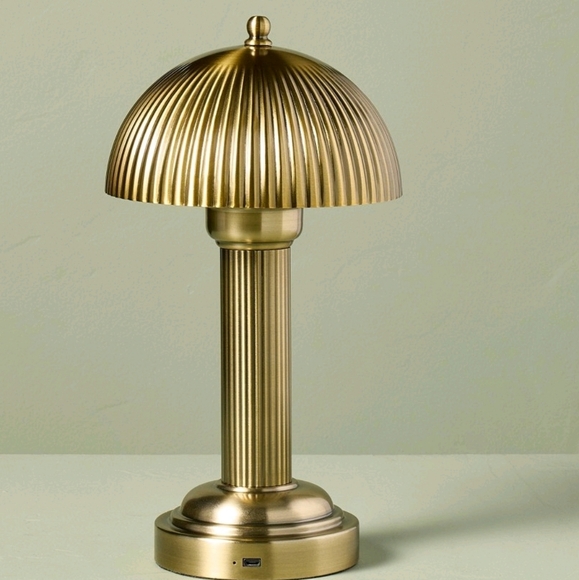 Hearth and Hand Fluted Library Table Lamp Brass 11.5" Metal Target Fall - Picture 2 of 11
